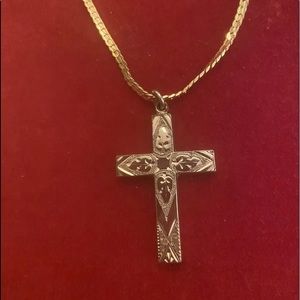 Antique Victorian cross gold filled with neck chain